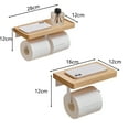 thumbnail image 6 of opvise Tissue Rack Strong Bearing Capacity Punch Free Wooden Bathroom Toilet Wall Hanging Paper Roll Holder Tool for Dorm I Black, 6 of 8
