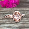 thumbnail image 3 of 8x6mm Oval Cut 2 Carat Morganite Engagement Ring Solid 10k Rose Gold Moissanite Halo Anniversary Ring, 3 of 5