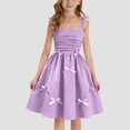 thumbnail image 2 of HAOTAGS Smock Dress Girls,Bow Solid Color Spaghetti Strap Smocked Bodice Purple 9-10T, 2 of 9