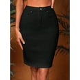 thumbnail image 6 of Brown Womens Casual Pencil Denim Skirt With Button Closure And Front Pockets, 6 of 8