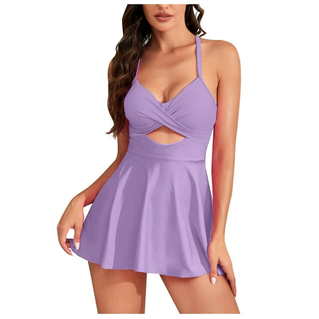 Birdeem Womens 2024 Spring Fashion Swim Skirt Solid Color Large Size Suspender Swim Skirt