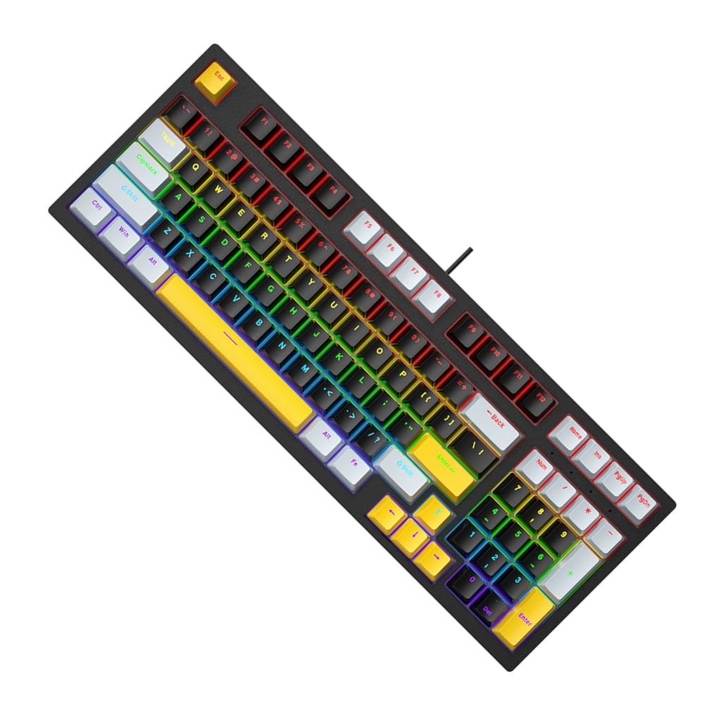 Portable 98Keys Gaming Keyboard with LED Backlights, Shaft Components Ergonomic Keyboard for Intense PC Gameplays
