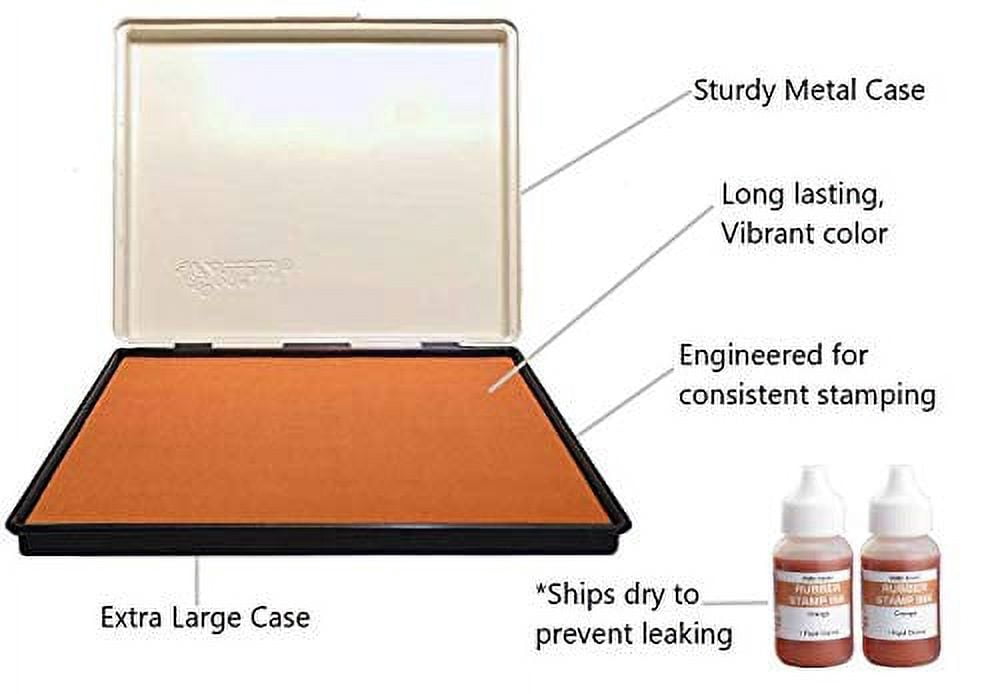Infusion 7" x 8" Extra Large Industrial Stamp Ink Pad, Your Go to Large Stamp Ink Pad for Bright Color, Even Coverage and Durability, Orange Stamp Pad