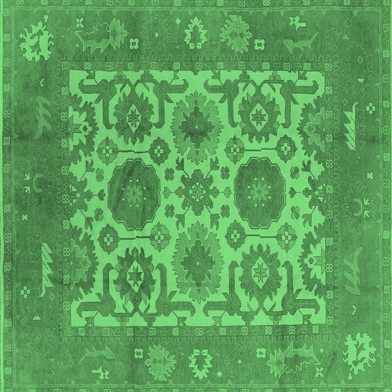 Ahgly Company Indoor Square Oriental Emerald Green Traditional Area Rugs, 4' Square