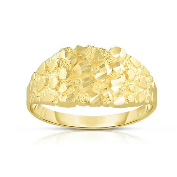 Floreo 10k Yellow Gold 10.8mm Square Nugget Ring, Sizes 6 - 13
