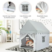 Costway Kids Play Tent Large Playhouse Children Play Castle Fairy Tent Gift w/ Mat Gray