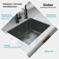 thumbnail image 2 of Sinber 23" x 18" x 9" Undermount Single Bowl Kitchen Sink with 18 Gauge 304 Stainless Steel Black Finish HU2318S-9-B (Sink Only), 2 of 15