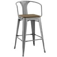 thumbnail image 3 of Modway Promenade 30" Modern Metal/Bamboo Bar Stools in Gunmetal (Set of 2), 3 of 5