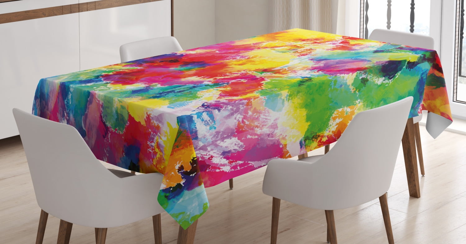 Pastel Tablecloth, Oil Painting Style Abstract Watercolors Brushstrokes ...