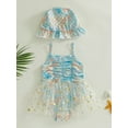 thumbnail image 3 of Toddler Girls Summer Casual Swimwear Sleeveless Fish Scale Print Tutu Bathing Suit with Hat 9 Months-6 Years, 3 of 9