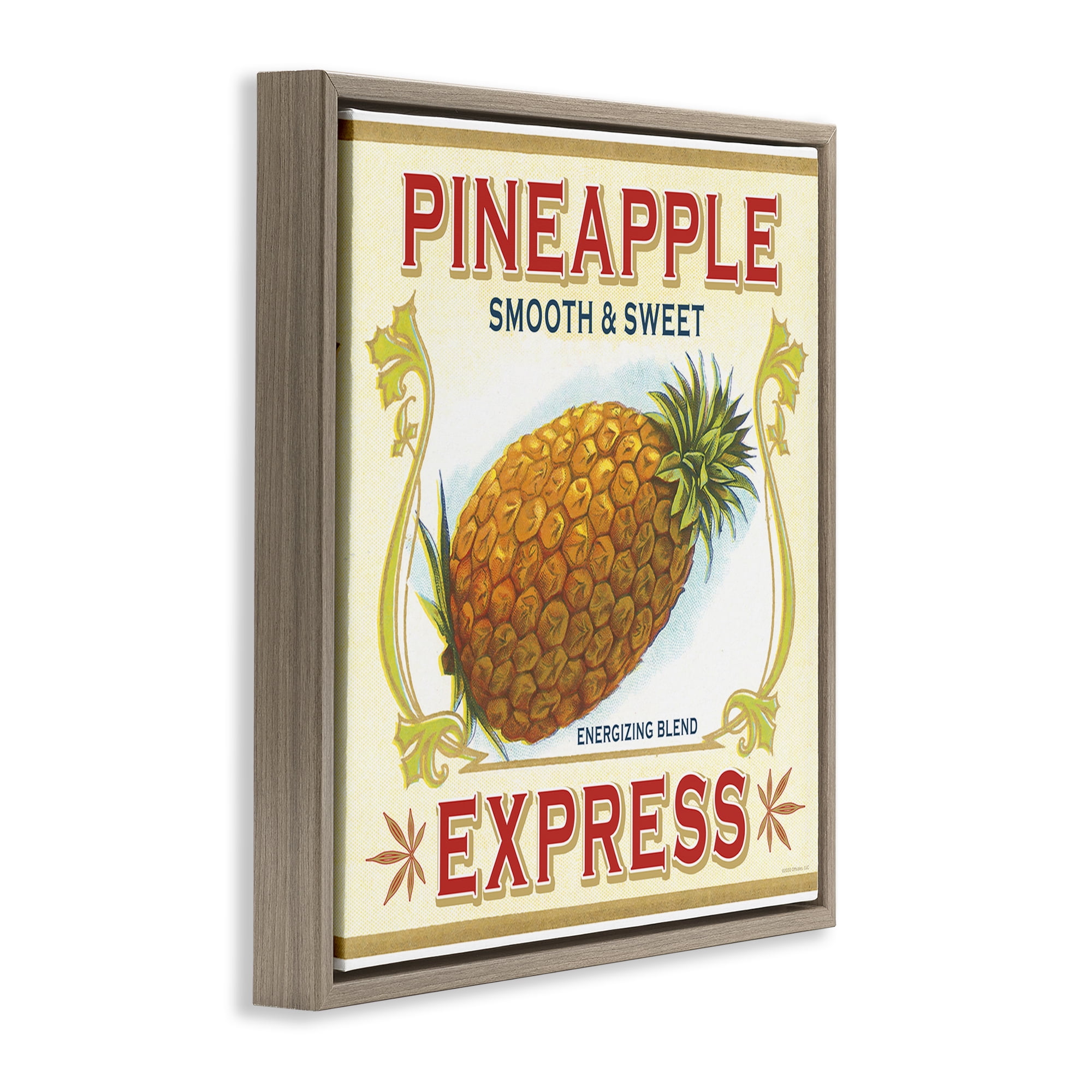 Stupell Industries Smooth & Sweet Pineapple Food & Beverage Painting Brown Floater Framed Canvas Art Print Wall Art, 18 x 18