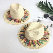 ROZYARD Fedoras Beach Hat Colorful Tassel Cinco de Mayo Straw Hat Mexicans Starw Hat