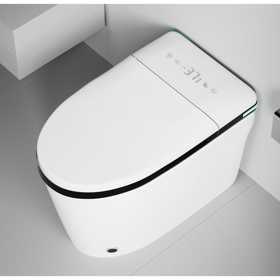 Smart Toilet, Tankless Japanese Toilets with Dryer and Warm Water Sprayer, ADA Comfort Height One-Piece Toilet with Heated Seat, Smart with Bidet Built In Featuring Foot Sensor and LED Display