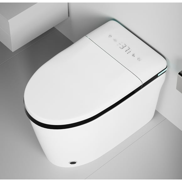 Smart Toilet, Tankless Japanese Toilets with Dryer and Warm Water Sprayer, ADA Comfort Height One-Piece Toilet with Heated Seat, Smart with Bidet Built In Featuring Foot Sensor and LED Display