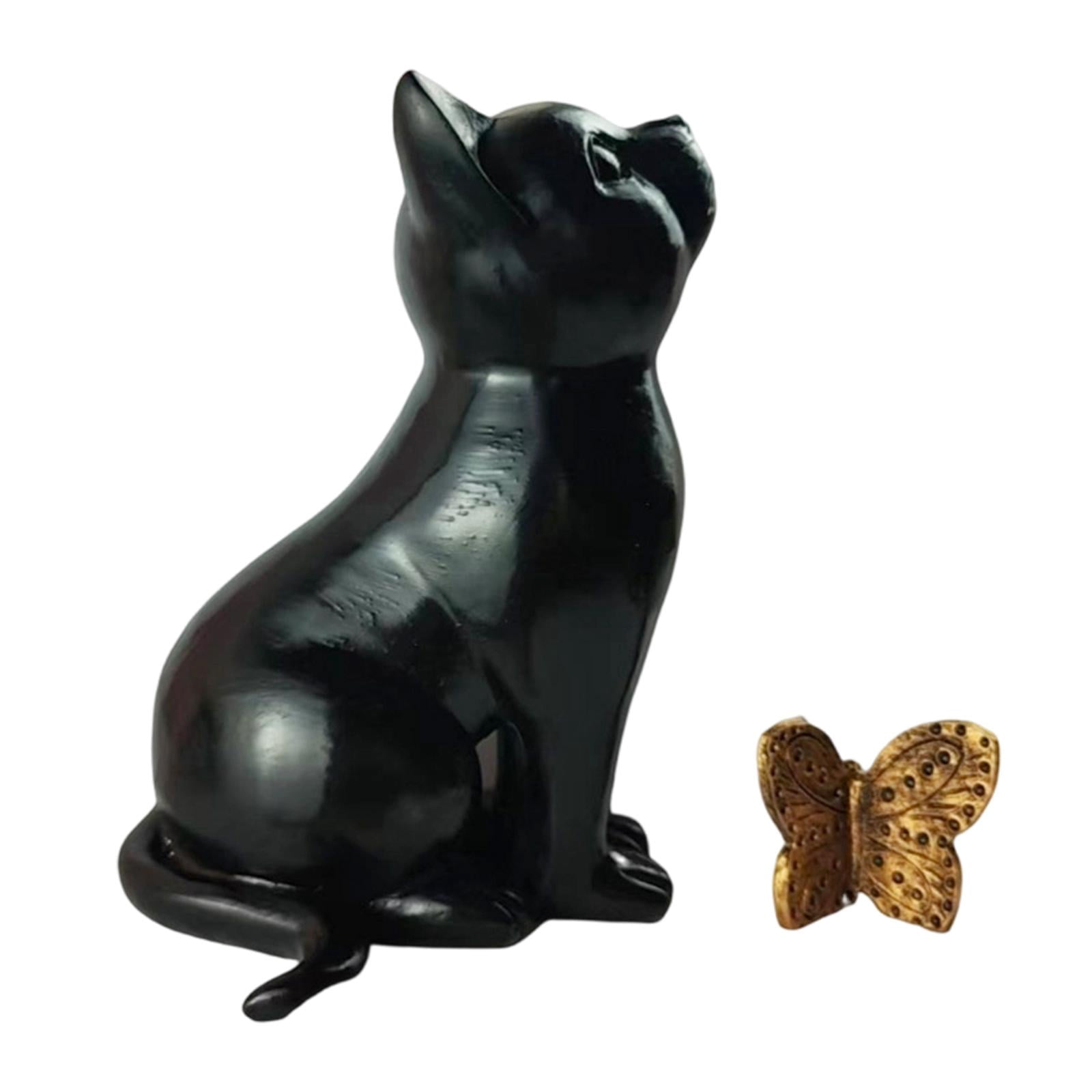 simhoa Cat Figurine Animal Sculpture Crafts Ornament Cat Memorial Statue Pet Memorial Gifts for Living Room Yard Outdoor House Decor