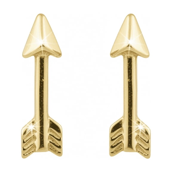 Vinali Solid 14K Real Yellow Gold Tiny Arrow Stud Earrings
