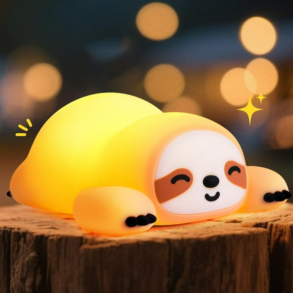 A Cute Sloth Night Light for Kids - 3-Level Dimmable Silicone Touch Lamp for Nursery Decor