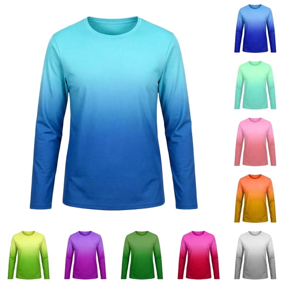 XIYON Kids Girls Boys Tankini Top Long Sleeve Round Neck Gradient Upf 50 Sun Comfortable Shirts Beach Tee For Water Activities,Light Blue,9-10 Years