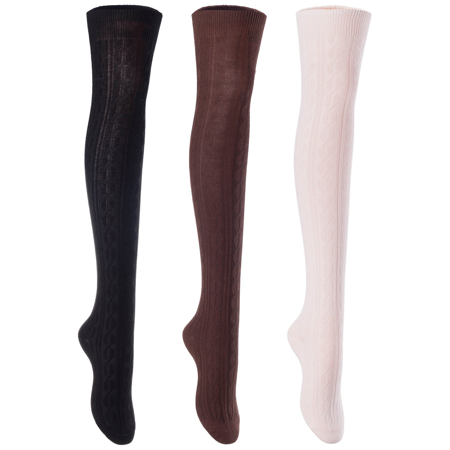 3 Pairs Awesome Women Thigh High Cotton Boot Socks. Durable Knee High ...