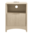 thumbnail image 5 of CHITOOMA Fluted Nightstand with Charging Station, Wood Bedside Table with Drawer & Open Shelf, Small End Table for Bedroom Living Room, Natural, 5 of 8