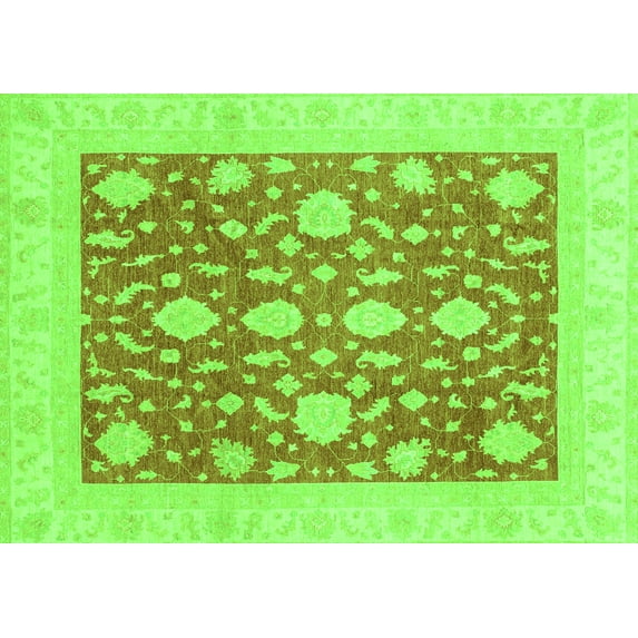 Ahgly Company Indoor Rectangle Oriental Green Traditional Area Rugs, 6' x 9'
