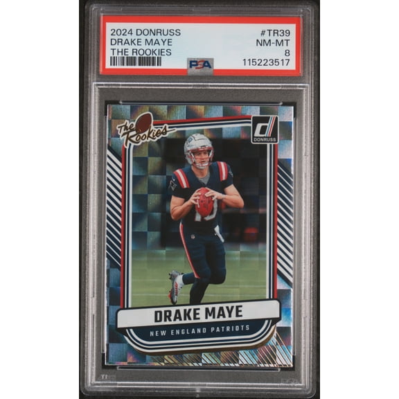 Drake Maye 2024 Donruss The Rookies Football Rookie Card #TR39 Graded PSA 8 Cert #115223517