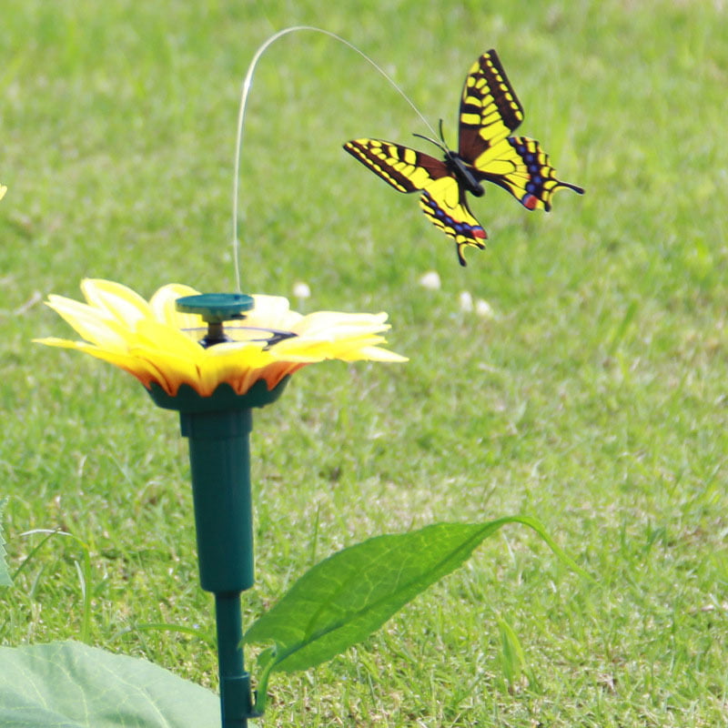 LA TALUS Solar Powered Flying Fluttering Fake Butterfly Yard