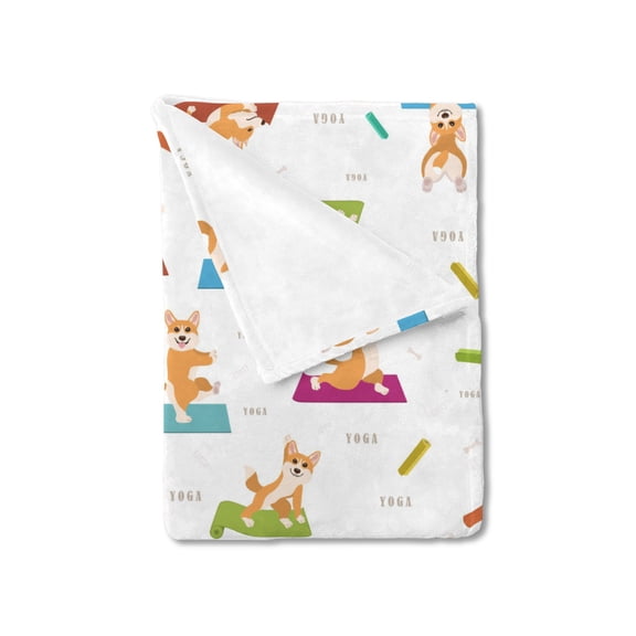 Baby Welsh Corgi Yoga Blanket for Boy Girl Cute Funny Dogs Doing Yoga Soft Flannel Swaddle Blanket Cute Dog Lover Gift Receiving Blanket Toddler Nursery Bed Crib Blanket