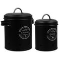 thumbnail image 2 of KAKOWELY onion storage containers Vegetable Storage Tins with Lid 2pcs Metal Onion Garlic Potato Jars Set Kitchen Canisters Vegetable Keeper Containers with Aerating Holes Black, 2 of 4