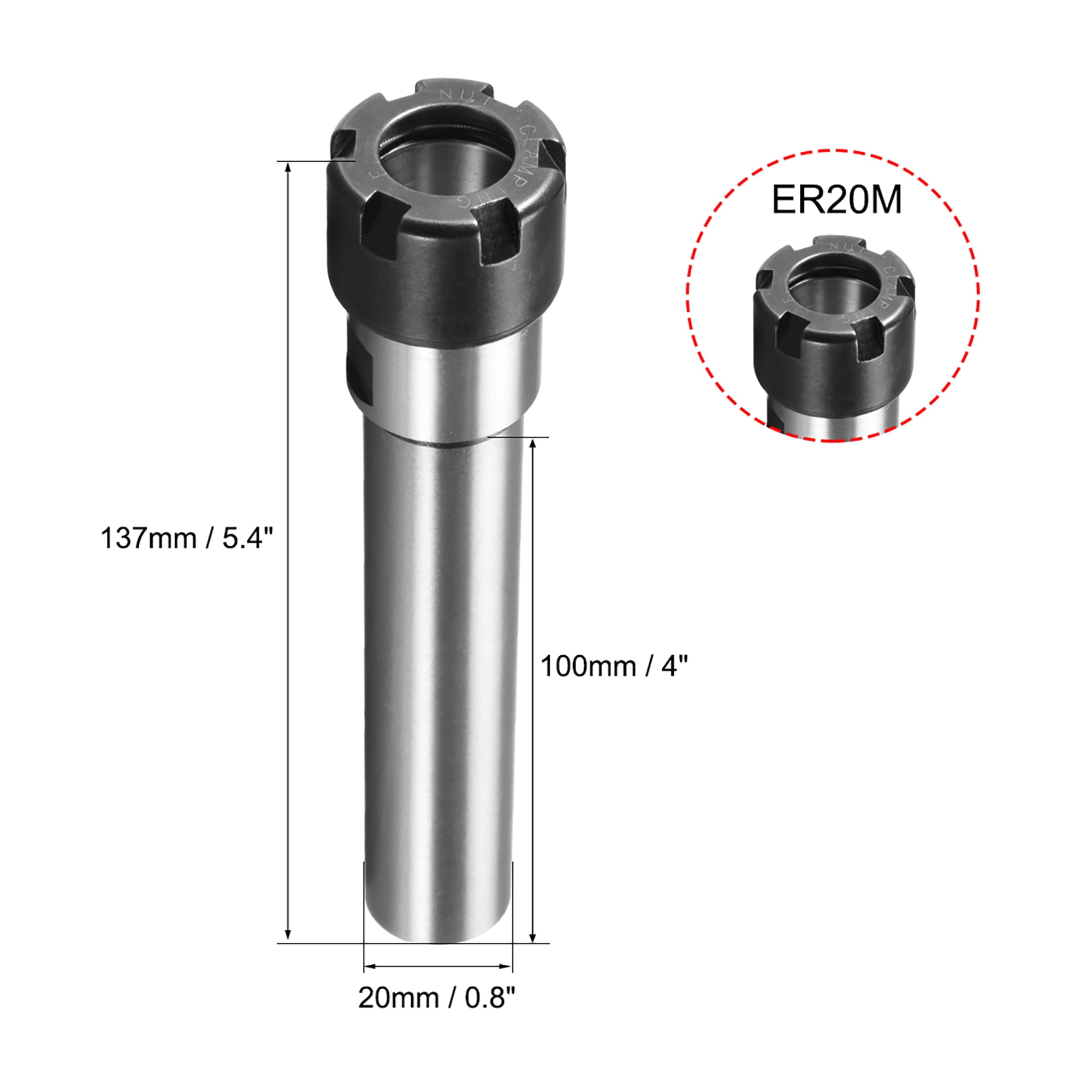 C20 er20m 100 mm Pinces Support avec cylindre Tige CNC Fraisage Support 