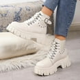 thumbnail image 6 of Wensltd Women's Short Boots Round Toe Trendy Comfortable Chunky Heel Ankle Booties for Fall Winter White, 6 of 8