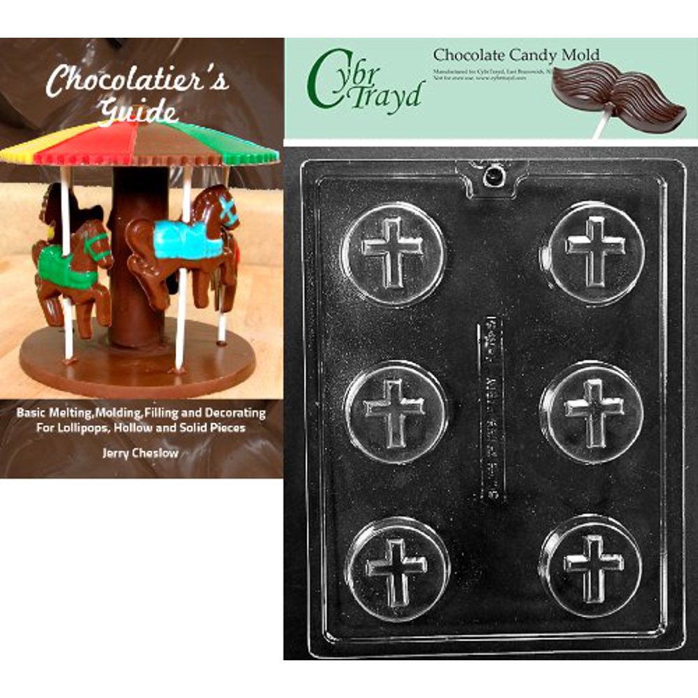 Cybrtrayd "Cookie with Cross" Religious Chocolate Candy Mold with Chocolatier...