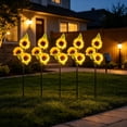 thumbnail image 6 of 5 Pack Solar Garden Light, Three Head Sunflower Cluster Waterproof Weather Resistant Design, LED Lamp for Patio Yard Walkway Wedding Party Outdoor Decoration, 6 of 9