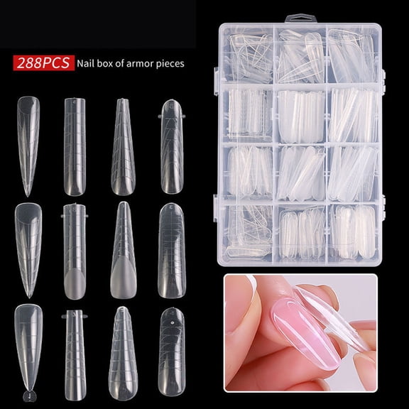FEOLGEHLY Nail Extension Forms 96pcs Dual Shape Self-Adhesive Stickers for French Manicure, Soft Reusable Pads with 5 Shapes and 12 Sizes for Gel System Salon and Home DIY (B)