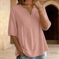 thumbnail image 2 of Outfmvch Womens Button Down Shirts Tunic Tops with Button 2026 Vacation Fashion Clothes Gauze Shirts for Women Long Sleeve Textured Collared Lapel Neck Shirts Button Down Shirts A7 Light Pink L, 2 of 9