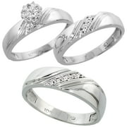 10k white gold diamond trio engagement wedding ring set for him and her 3 piece - Gold Wedding Rings For Her 10k white gold diamond trio engagement wedding ring set for him and her 3 piece - Gold Wedding Rings For Her