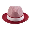thumbnail image 3 of Montique Red Two Tone Braided Pinch Fedora Hat H-22, 3 of 4