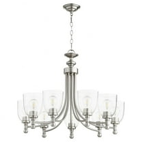 Transitional Nine Light Chandelier-Satin Nickel Finish-Clear Glass Color Bailey Street Home 183-Bel-3401041