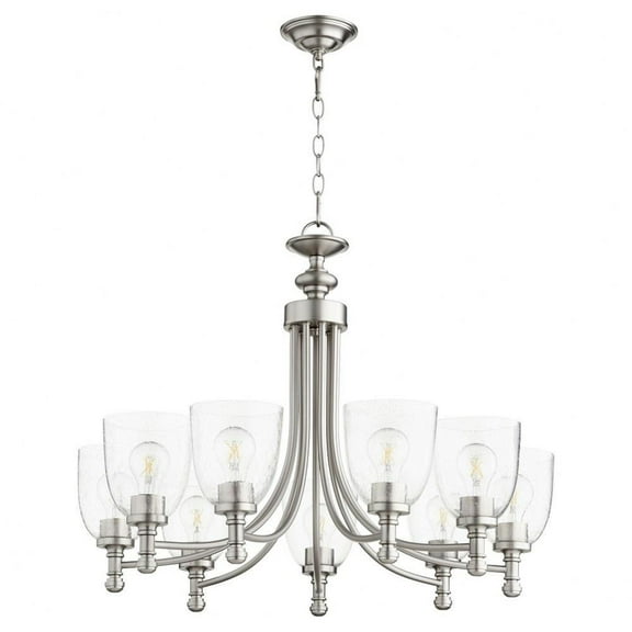 Transitional Nine Light Chandelier-Satin Nickel Finish-Clear Glass Color Bailey Street Home 183-Bel-3401041