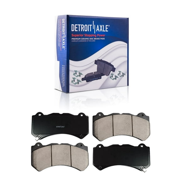 Detroit Axle - Front Brake Pads for Jeep Grand Cherokee Dodge Charger Challenger Chevy Camaro Cadillac CTS ATS, Ceramic Brake Pads with Hardware Replacement