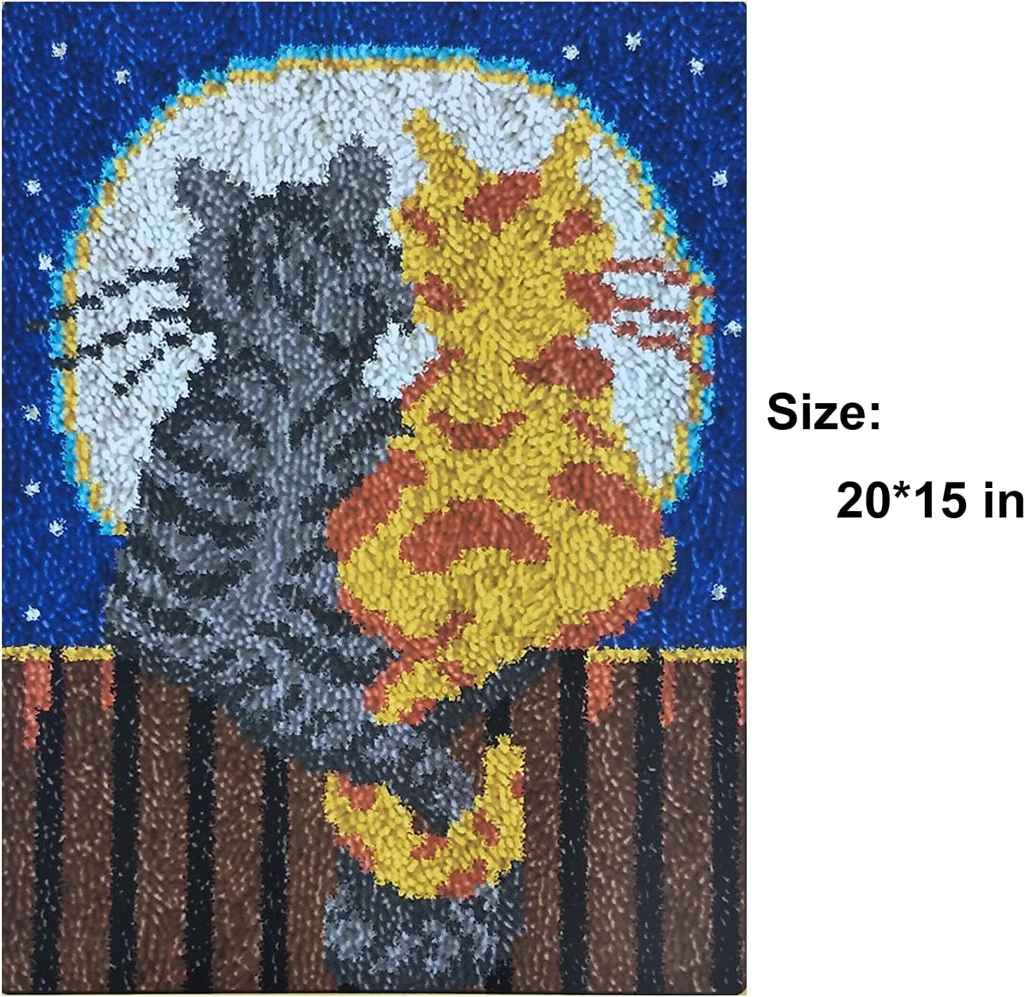 ShowNiceArt Latch Hook Rug Kit, Cute Cat In Moon | Crocheting Carpet Rug Yarn Sofa Cushion Mat Tapestry DIY 50×38cm/20*15in