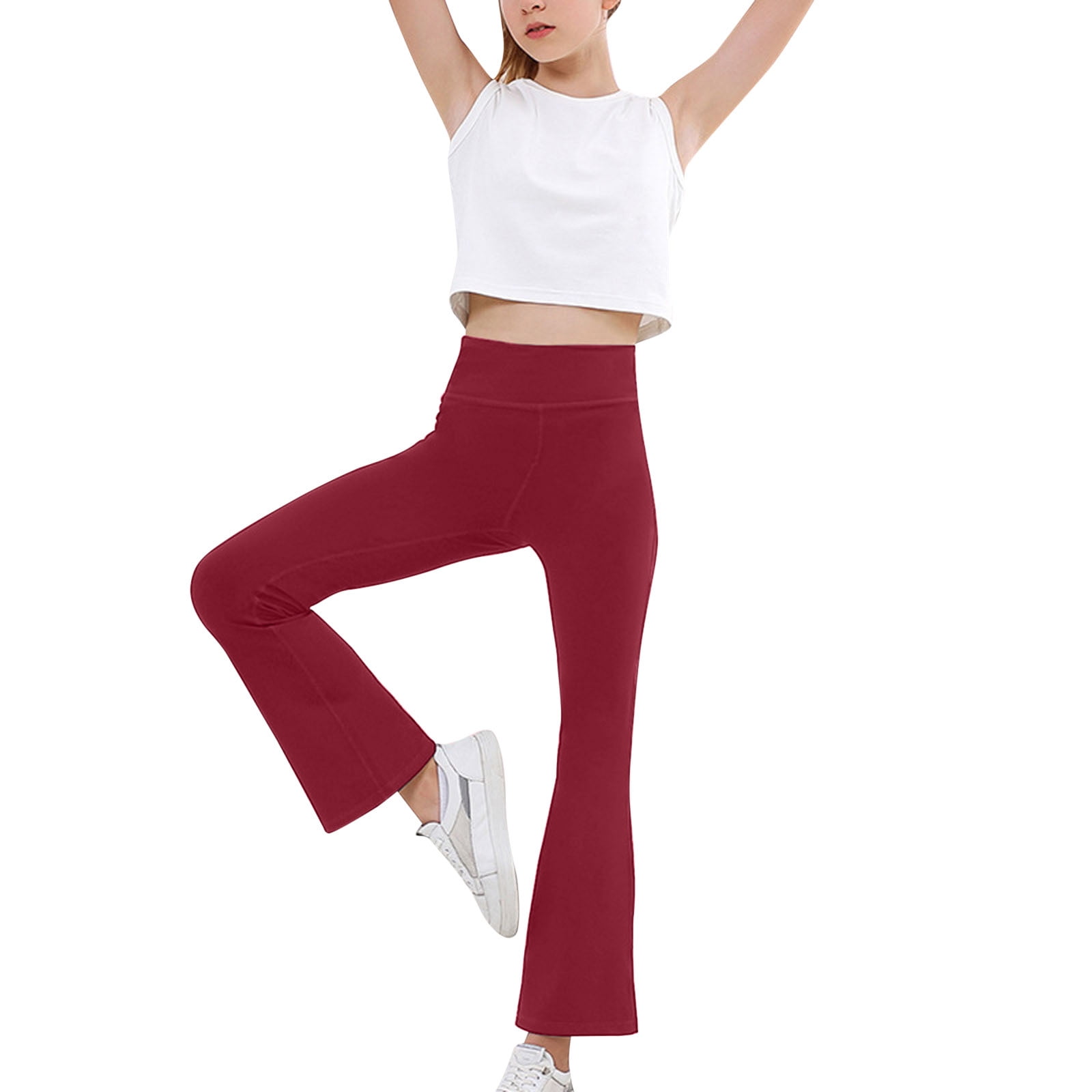 Happy Cherry Kids Girls Stretch Flare Pants Cute Casual Ruffle Long Pants  Cotton Soft Breathable Bell Bottom Leggings Comfortable Yoga Trousers Rose  Red 1-2T - Yahoo Shopping