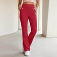 thumbnail image 2 of Edvintorg Womens Yoga Pants High Waisted Stretch Trouser Solid Color Straight Leg Athletic Pant with Pocket Fashion Clothing Red S-2XL, 2 of 9