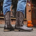 thumbnail image 2 of Men's Casual Low Boots Winter Boots Classic Embroidered Square Toe Boots Country Boots Mid-Calf Western Cowboy Boots, 2 of 6