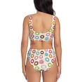 thumbnail image 3 of Kdxio Colorful Donuts Print Women's 2 Piece High Waisted Wrap Spaghetti Strap Summer Swimsuit Bikini Set-, 3 of 7