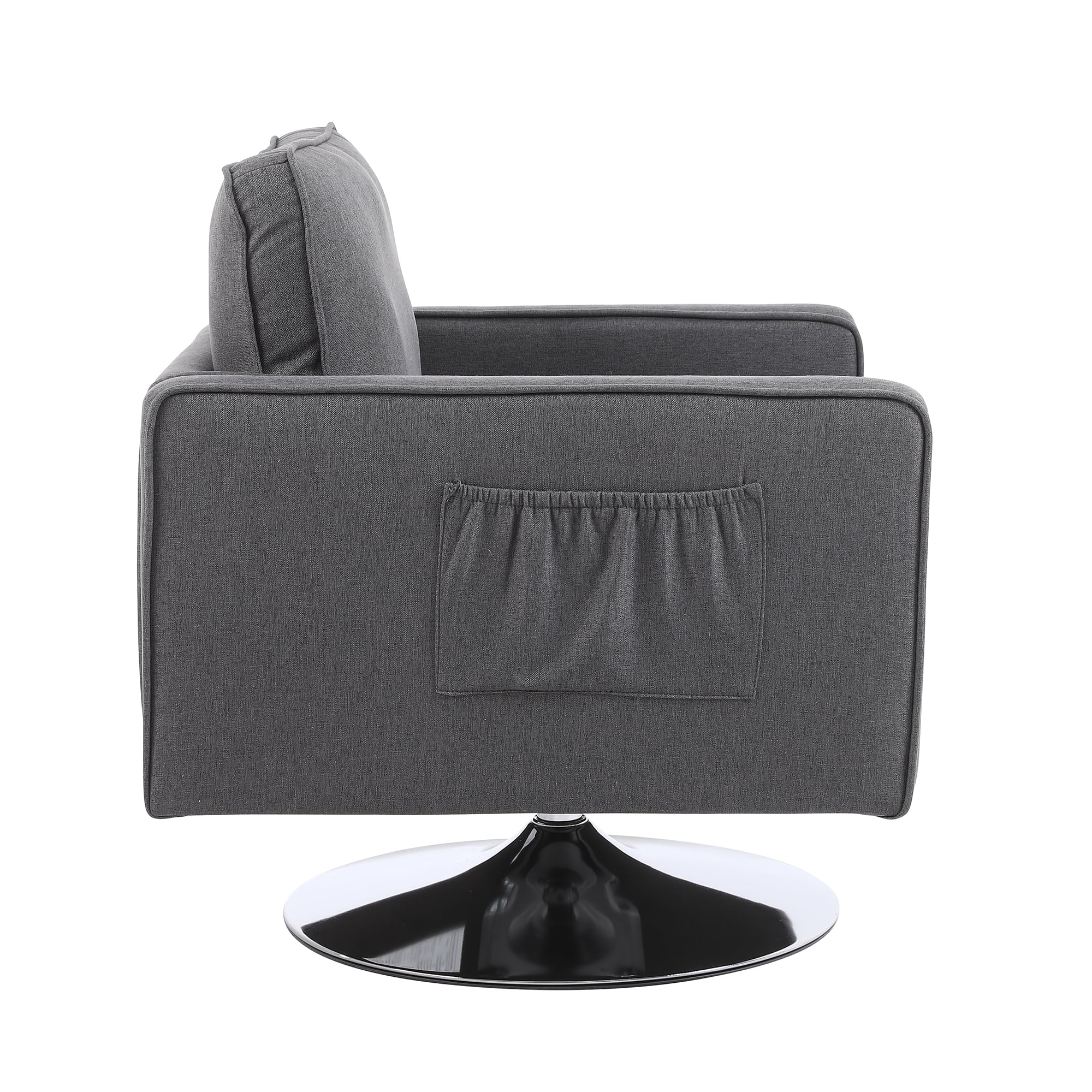 Kadyn Modern Teddy Fabric Swivel Accent Chair with 360 Degree Swiveling for Living Room, Dark Gray