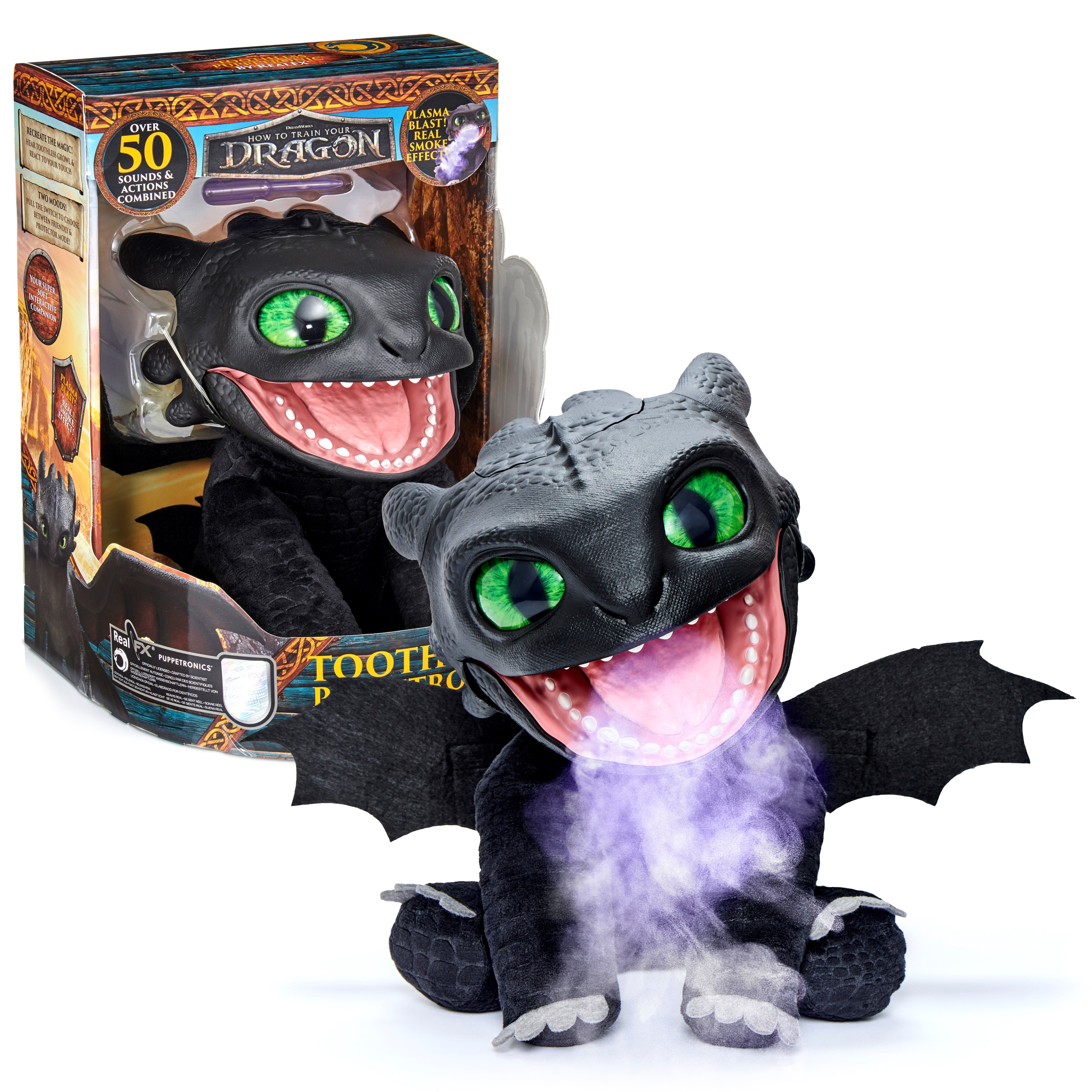 How to Train Your Dragon, Toothless Puppetronic Action Figure, Electronic Toy by RealFX, Children Ages 6+
