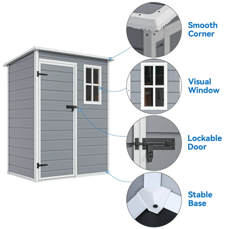 Dextrus Heavy-Duty Resin Garden Storage Shed 5x3 FT, All-Weather