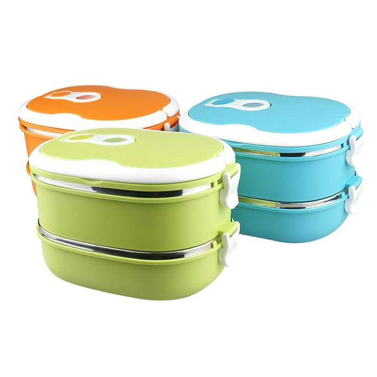 2 Layers Stainless Steel Lunch Box Portable Thermal Bento Boxes Insulated  Lunch Box Insulated Lunch Box Food Storage Containers For School Office  1.6l