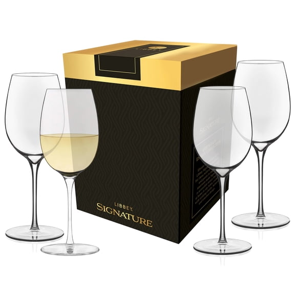 Libbey Signature Kentfield Wine Glasses, 13.25-Ounce, Set of 4, Made in USA, Dishwasher Safe, Classic Stemmed Glassware, Gift Box